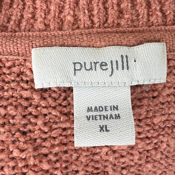 Pure Jill Blush XL Sweater Cotton Crew Neck Long Sleeve Kangaroo Pocket Pullover - Picture 6 of 8